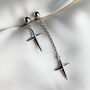 Sterling Silver Asymmetrical Cross Dangle Stud Earrings, thumbnail 1 of 5