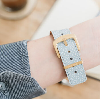 'Blue Tie' Leather Smartwatch Strap; Handmade Band, 3 of 8