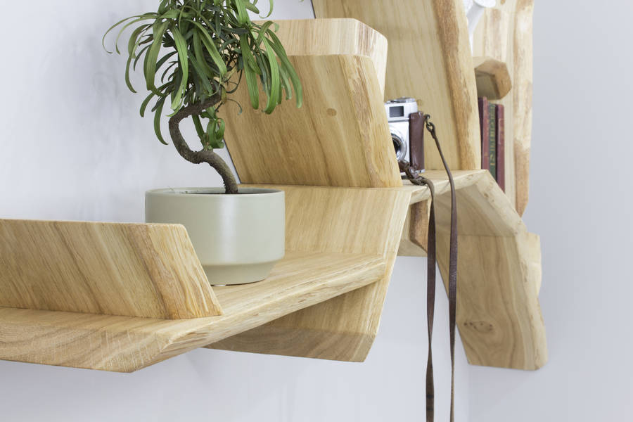 Handmade Oak Tree Branch Wall Shelf By BespOak Interiors
