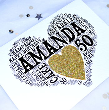 Personalised 50th Birthday Sparkle Card, 2 of 12