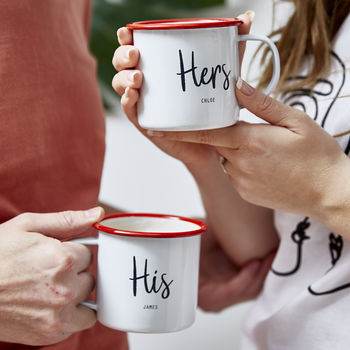 Personalised His And Hers Enamel Mugs, 4 of 10