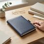 Personalised Premium Leather Refillable A5 Diary With Pen Holder Father's Day Gift For Him, thumbnail 1 of 12