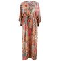 'Teagan' Pink, Orange And Cream Floral Tile Print Batwing Dress, thumbnail 5 of 5