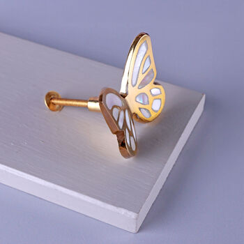 G Decor Handcrafted Brass And Mother Of Pearl Butterfly Cabinet Knob, 2 of 3