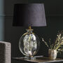 Slim Round Glass Table Lamp With Black Velvet Shade, thumbnail 1 of 2