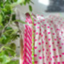 Handmade Block Print Dohar Blanket | Pink Hearts, thumbnail 2 of 6