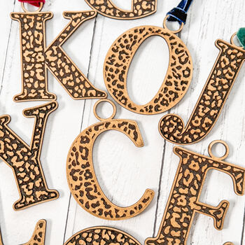 Monogram Leopard Print Wooden Decoration, 5 of 8