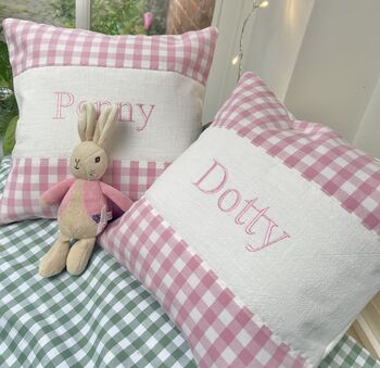 Gingham Name Cushion, 3 of 12