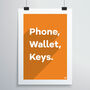 Phone, Wallet, Keys Print, thumbnail 2 of 12