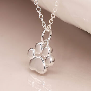 Personalised Tiny Sterling Silver Paw Print Necklace For Girls, 3 of 12