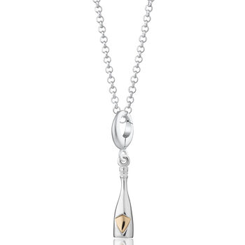 Sterling Silver Champagne Bottle Charm Necklace, 2 of 6