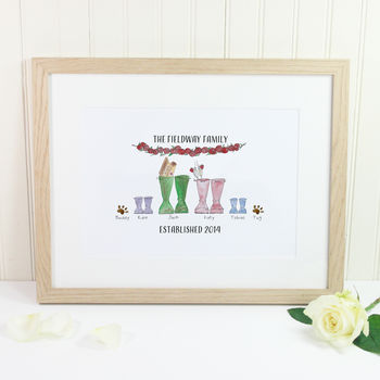 Personalised Anniversary Welly Boot Family Print, 3 of 8