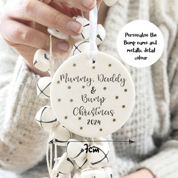 Personalised Mummy, Daddy And Bump Christmas Decoration, 2 of 6