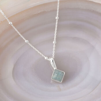 Aquamarine March Birthstone Necklace Sterling Silver, 2 of 8