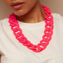 Statement Necklace Chunky Matte Neon Pink Chain Links, thumbnail 1 of 4