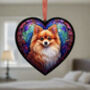 Pomeranian Stained Glass Effect Heart Suncatcher, thumbnail 4 of 5
