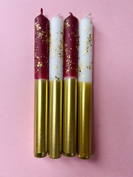 White, Gold And Red Glitter Christmas Candles 'Plum Puddings', 5 of 5