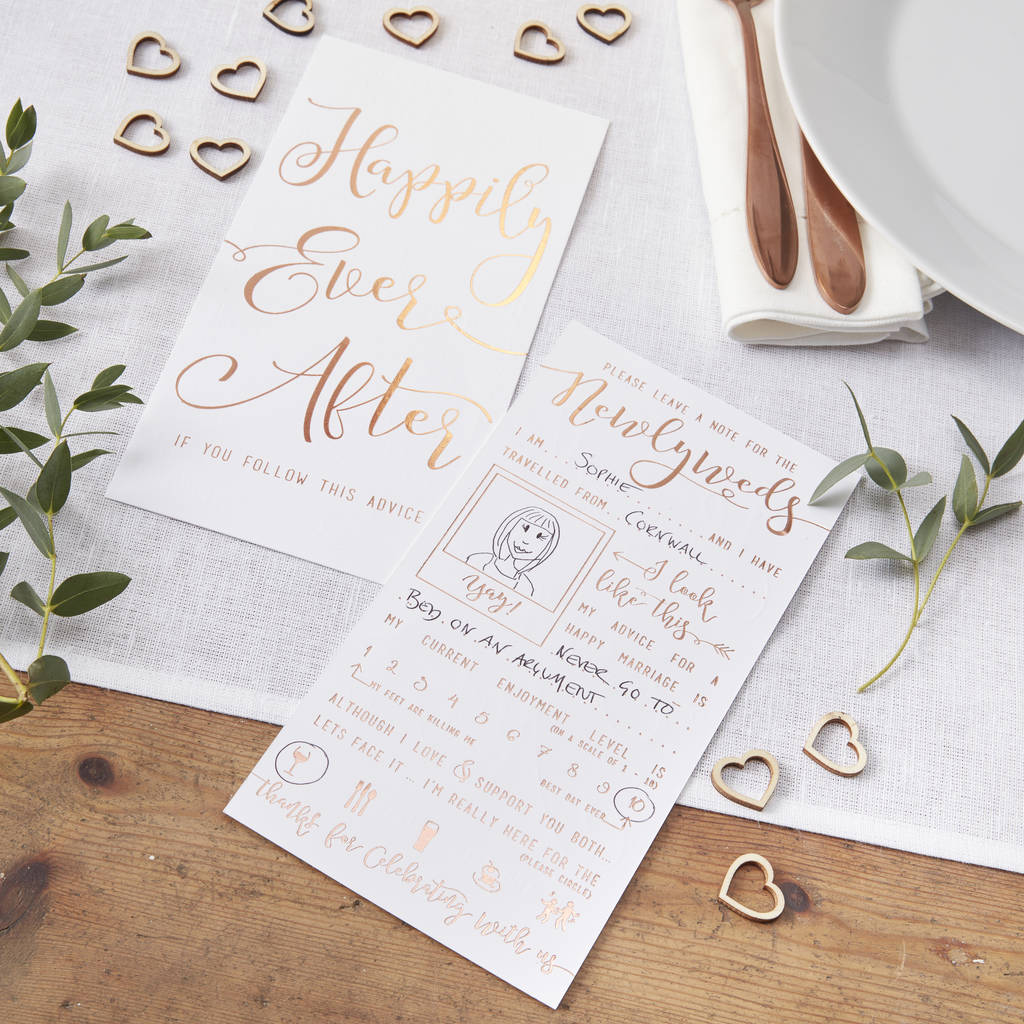 Rose Gold Foiled Advice For The Bride And Groom Cards, 1 of 3