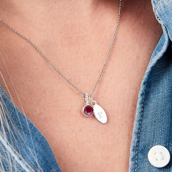 Personalised Ruby Birthstone 40th Wedding Anniversary Silver Necklace, 2 of 8