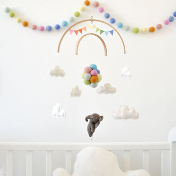 Elephant Flying With Rainbow Balloons Nursery Mobile, 4 of 12