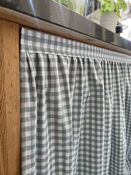 Velcro Sink Skirt, Bespoke Stripy Cabinet Curtain, Duck Egg Cupboard Curtain, 5 of 6