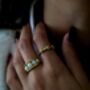 Opal Effect Gold Band Ring – 16k Gold Plated Brass With Shimmering Lab Opals, thumbnail 4 of 8