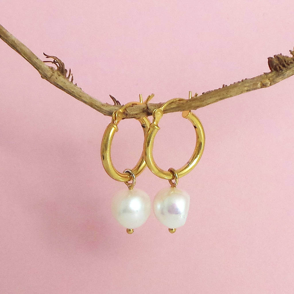 pearl hoop earrings with interchangeable charms by yvonne henderson