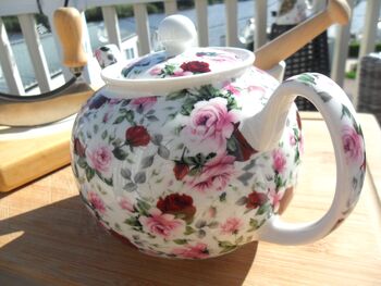Two Cup Teapot In Ditsy Summertime Chintz Design, 6 of 8