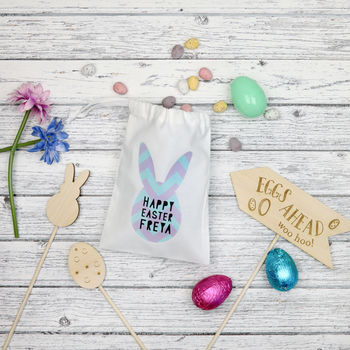 Personalised Happy Easter Egg Bunny Bag, 3 of 4