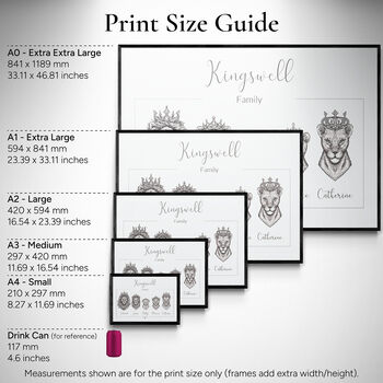 Personalised Animal Family Portrait Print Royal Lion Family, 9 of 11