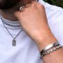 Silver Hammered Pendant And Mariner Chain Necklace Set For Men, thumbnail 6 of 10