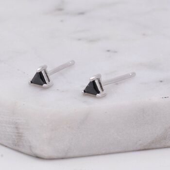 Sterling Silver Minimalist Triangle Cz Crystal Stud Earrings, 5 of 12