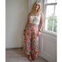 'Rei' Pink, Orange And Cream Floral Tile Print Viscose Palazzo Trousers, thumbnail 1 of 3