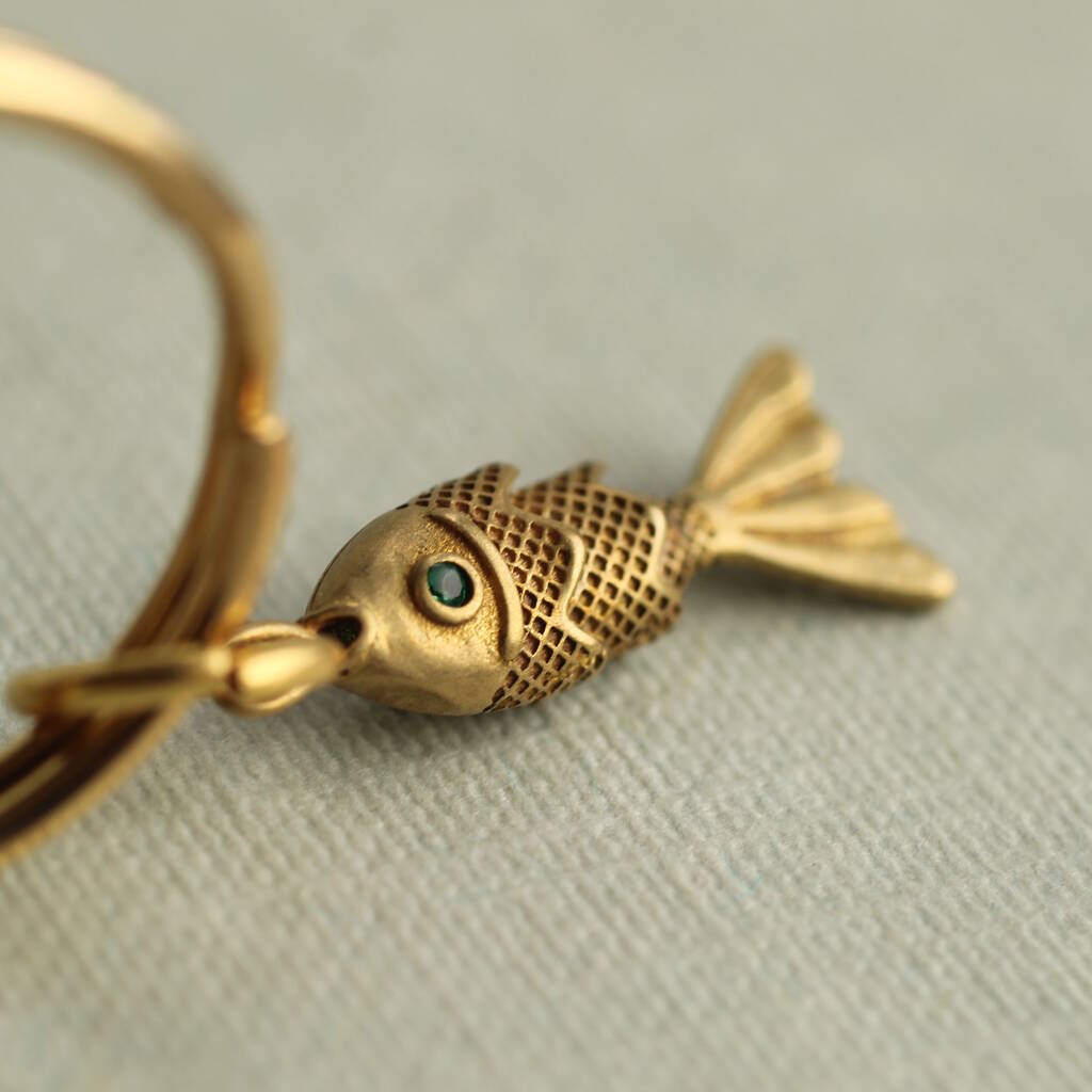 Moving Fish Vintage Brass Lucky Keyring Bag Charm, 1 of 6