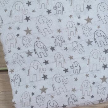 Muslin Square Grey Elephants, 2 of 3