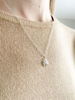 Sterling Silver Paw Print Necklace, 5 of 5