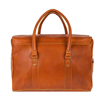 Personalised Buffalo Leather Drake Strapped Weekender, 5 of 9