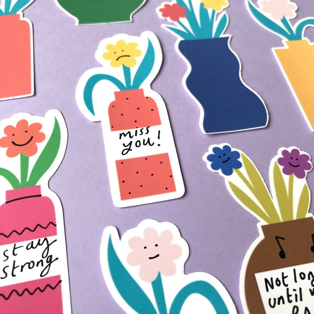 12 Flower In Vases Writable Stickers By Kitty Kenda