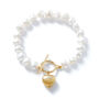 Amare Freshwater Pearl Bracelet With Gold Plated Heart, thumbnail 2 of 3