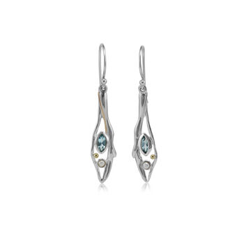 Riviera Drop Earrings With Blue Topaz And Pearl, 3 of 6