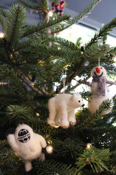 Handmade Felt Yeti Biodegradable Hanging Decoration, 5 of 8