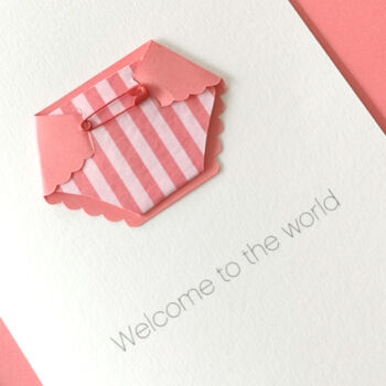 New Baby Boy Or Girl Stripe Nappy Card, 9 of 12