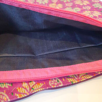 Upcycled Purple Floral Sari Vintage Kantha Clutch Bag, 4 of 6