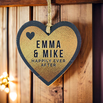 Gold Slate Heart Hanging Decoration, 2 of 3