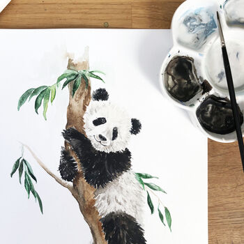 Panda Bear Hand Painted Greetings Card By Katie Hipwell Design
