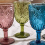 Vivaldi Colourful Embossed Glass Wine Goblets, thumbnail 3 of 4