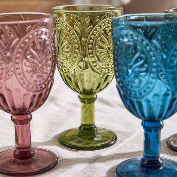 Vivaldi Colourful Embossed Glass Wine Goblets, 3 of 4