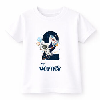 Personalised Space Birthday T Shirt, 2 of 3