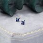 Sapphire Blue Cz Flower Stud Earrings, thumbnail 6 of 11