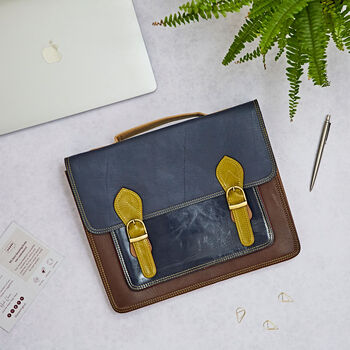 Multicoloured Recycled Leather Satchel, 11 of 11